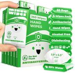 Impossibly Compact Travel Antibacterial Wipes Hand Sanitizer - 99% Water and Aloe - Safe for Sensitive Skin, Hand Wipes - Travel Essentials For Adults & Kids, 60 Pack Total 360 Wipes