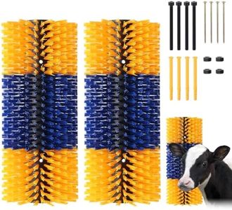 2PCS Livestock Scratching Brush, 17.5 x 7.8 Inch Goat Brushes for Grooming, Horse Brushes for Shedding, Livestock Brush with 8 Screws Great for Horse, Elk, Cattle, Pig, Sheep（Yellow）