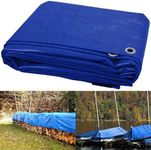 Heavy Duty Tarpaulin Waterproof Cover Tarp Tent Sheet for Camping Caravan Boat Car Picnic Outdoor Furniture Wood Covering with Strong Eyelets (12ft x 18ft)