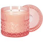 Chloefu LAN Rose Candle, Pink Candles Gifts for Women, Large 2-Wick Sandalwood Candle for Home,Strong Scented Candles for Home Decorative, Romantic Candles Gifts for Valentine's Day, Anniversaries