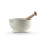 Vitrified Porcelain Pestle and Mortar Set for Grinding and Crushing Herbs, Seeds and Nuts, Size 6, 20cm Diameter, White, MB947007