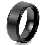 JewelryWe Stainless Steel Wedding Ring: Mens 8mm Engagement Promise Rings Band Black Silver Gold Matte Finish Polished Simple Rings