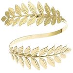 Young & Forever Gift Gold Plated Brass Greek Goddess Laurel Leaf Upper Arm Cuff Bracelet for Women/Girls (Gold)