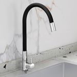 Plantex Pure Brass Flexible Kitchen Sink Tap with Teflon Tape & Wall Flange/Wall Mount Sink Tap for Kitchen with Silicone Swivel Spout-(ICO-912B)