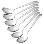 Soup Spoon, Stainless Steel Asian Spoon, Korean Spoons, Round Dinner Spoons for Ramen, Dessert, Cereal, Ice Cream, Coffee, Korean Spoons 6.3in, Set of 6 by Beardo