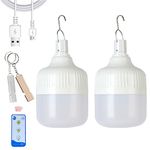 2X Camping Lights,Emergency Lantern LED Work Light Bulb USB Rechargeable Lighting,30W 2000 Lumens 3 Modes,Portable Tent Light for Camping, Patio,Garden,BBQ,Hiking,Fishing. with Remote Control