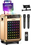 MASINGO Karaoke Machine for Adults and Kids with 2 Bluetooth Wireless Microphones. Portable Singing PA Speaker System with Disco Ball Lights, Lyrics Display Tablet Holder & TV Cable. Soprano X1 2.0