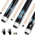 lotmusic Pool Stick,Pool Cues Set of 3,58'' 18-20 Oz 2-Piece Billiard Cue Sticks with Gloves Chalks, Canada Maple Pool Cue Stick for Billiard Room/Bars