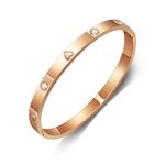 GILIEYER Stainless Steel Bracelet for Women, Gold Friendship Bracelets Bangle with Cubic Zirconia Love Cross Bangle Bracelets Birthday Jewelry for Mom Daughter (19, Heart-Rose Gold)