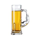 DECKALY Heavy Beer Mugs 20oz Glass Mugs With Handle, Beer Glasses For Freezer, Beer Drinking Glasses, Funny Shape Stein For Bar, Alcohol, Beverages (Medium)