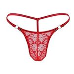 Anzhee Men's Sexy G String Tanga Underpants for Men Low Rise Thongs G-Strings Male Underwear Red