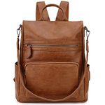 RAVUO Anti-theft Backpack,Fashion PU Leather Backpack for Women Ladies Rucksack Shoulder School Bag, M, Brown