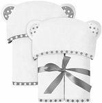 Set of 2 Hooded Baby Towels – White – Luxurious, Large and Super Absorbent – 75 x 75 cm – Soft and Suitable for Infants, Toddlers and Kids – 400 GSM – 30 x 30 Inch