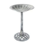 Pure Garden 50-LG1073 Antique Bird Bath-Weather Resistant Resin Birdbath with Vintage Scroll Design, 3 Ground Stakes for Garden, Outdoor Decor (Grey)