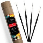 ARTIOS Professional Detail Liner Brushes Set - 4 Fine Tip Paint Brushes with Premium Synthetic Bristles for Acrylic, Oil, Watercolor & Gouache - Ideal for Detailing & Painting - Includes Brush Holder