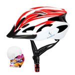 ioutdoor Bike Helmet Adult, 56-62CM 18 Vents Bicycle Helmets for Teenagers Mens Women Sport Cycling Skateboard MTB Road bike (Red White)