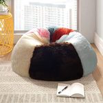 Mollismoons Designer Bean Bag Fur Bean Bag Sofa Without Beans Luxury Fur & Leather Beanbag Bed Bean Bag Lounger Bean Bag Couch Best (XXXL Size Bean Bag Cover,Bean Bag Colorful) - Multicolor