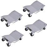 TANGZON 4PCS Tire Wheel Dollies, 2720 KG Heavy Duty Tire Skates Wheel Car Van Positioning Garage Jack with Lockable Casters & Handle, Car Lift Dolly Set for Trucks Motorcycles Auto Repair Moving