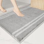 PURRUGS Non-Slip Bathroom Rug 20" x 30" - Super Absorbent & Quick Dry Shaggy Microfiber Bath Mat, Machine Washable Plush Throw Rug for Bathtub, Shower and Sink, Light Grey