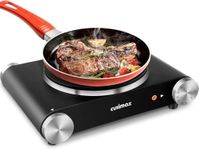 CUSIMAX Single Hot Plate 1500W Electric Stove, Portable Cast Iron Hob for Kitchen, Office or Camping, Compatible for All Cookwares, Single Burner with Adjustable Temperature Control kochplatt