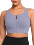 Yvette Front Closure Sports Bras for Women High Support Large Bust Supportive Sports Bra High Impact for Running,Light Purple,4XL+