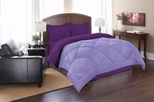 Elegant Comfort Goose Down Alternative Reversible 3-Piece Comforter Set - Breathable and Super Soft All Season Reversible Diamond Box Quilted Comforter Set with 2 Shams, King/Cal King, Lilac/Purple