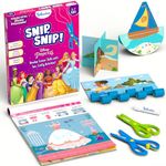 Skillmatics Scissor Skills Activity Book - Snip Snip Disney Princess, 25 Fun Cutting & Creative Activities for Preschoolers, 2 Child-Safe Scissors, Fine Motor Skills Craft Kit, Gifts for Kids Ages 3, 4, 5, 6, 7