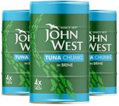 John West Tuna Chunks in Brine Tins - Naturally High in Protein - Great for Recipes - 100% Traceable Fish Cans UK Pack - 12 x 145g