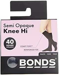 Bonds Womens 40 Denier Semi Opaque Knee High Socks Hosiery, Black