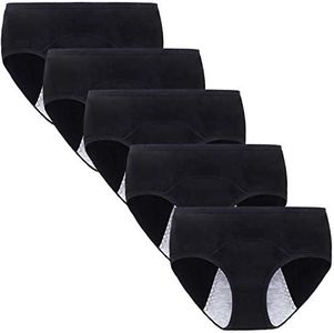 Lohhbve Teen Girls Mid Waist Period Panties 5 Pack Menstrual Pants Comfy Breathable Cotton Briefs Multipack Underwear(Use with Sanitary Pads or Tampons)