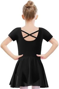 TETSUO Ballet Leotards for Girls Cross Straps Dance Dress Ballet Outfit Dance Leotard with Chiffon Skirt for Toddler Black