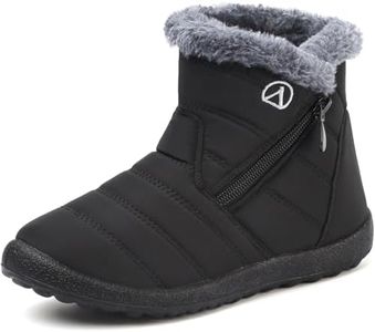 LAZAZAFI Botas de Nieve Botas para Niñas Invierno Calentar Forrada Botas para Niños Impermeables Exterior Antideslizante Planas Casual Caminar Botas Negro 38 EU