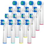 REDTRON Replacement Toothbrush Heads Compatible with Oral B, 16Pcs Electric Toothbrush Heads for Oral B, Works with Floss Action, Sensitive Clean, Precision Clean, 3D Whitening (White)