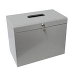 Cathedral Products A4 Steel File Box with Starter Pack of 5 Suspension Files - Grey