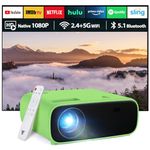 2024 New Upgraded Mini Projector with Enhanced Features, 5G WiFi, Full HD 1080P, BT 5.3Support, 20000 Lumens for Home Cinema, Compatible with Smartphones, Android/iOS/TV Stick /PS5/XBOX