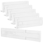 Yafe 6 Pack Drawer Dividers, Adjustable Drawer Organiser Divider(11.3-20"), 3.2" High Extendable Plastic Drawer Dividers for Kitchen Bedroom Office Desk Cosmetic Cutlery Organisers(white)