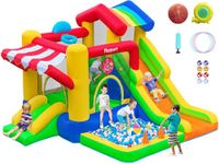 FBSPORT Inflatable Bounce House with Slide for Kids, Indoor and Outdoor Blow up Bouncy House Bouncer Castle with Ball Pit, Jumping Area, Climbing Wall, Ball Shooting, Basketball Hoop, Ring Toss