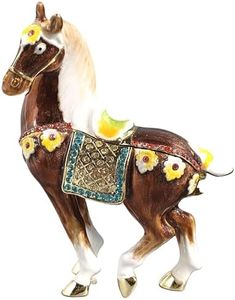 zltSunshine Horse Tabletop Ornament with Rhinestones Vintage-Style Decorative Horse Figurine Jewelry Box Great for Christmas Birtday Dark Brown