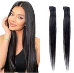 Fully Human Hair Invisible Side Cover Up Extension Patch For Women and Girls (Set of 2,Black) (16 Inch)