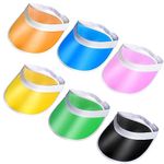 Topbuti 6 Pack Plastic Sun Visor Hats Cap UV Protection Sports Caps Clear Tennis Sunhat for Women Men Beach Outdoor Activity, Multicoloured, Medium