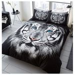 GC GAVENO CAVAILIA Wildlife Duvet Cover, 3D Bedding Quilt Covers, Polycotton Bed Cover With Pillow Cases, Tiger Face, Double