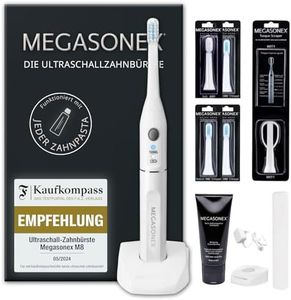MEGASONEX Juego de cepillos de dientes ultrasónicos M8, incluye pasta de dientes, accesorio para la lengua y 2 cabezales de cepillo de dientes medianos