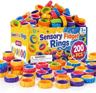 KLT Fidget Toys Bulk for Kids: 200 Pack Textured Spinner Rings - Quiet Sensory Toys for Classroom Prizes - Small Autism Sensory Calming Rings - Bulk Party Favors and Goodie Bag Fillers