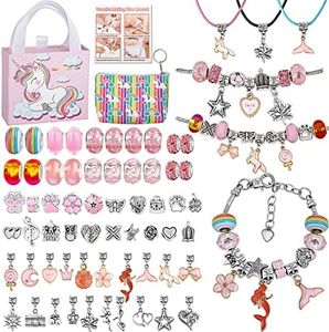 SANNIDHI® DIY Bracelet Making Kit for Girls, Unicorn Mermaid Pedent Jewellery Making Supplies Beads Charms Bracelets Set for DIY Craft Gifts Toys, for Girls Teens Age 5-12, Multicolor