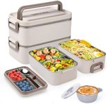 Reabulun Bento Box Adult Lunch Box, Stackable 2 Layer 304 Stainless Steel Lunch Container for Adults Kids Office, 2L Capacity Portable Lunch Box Containers with Soup Bowl Spoon and Fork