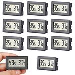 Rojuna 10-Pack Mini Thermometer Hygrometer, Large Number Small Digital Electronic Temperature Humidity Meters Gauge Indoor LCD Display Celsius for Humidors, Greenhouse, Garden, Cellar, Fridge, Mason Jar