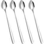 tiokin Long Handle Spoon, Iced Tea Spoons, 7.8-Inch Long Coffee Spoon, Ice Cream Spoon, Stainless Steel Teaspoons, Cocktail Stirring Spoon, Set of 4