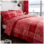 GC GAVENO CAVAILIA Geometric Duvet Cover Single (135cm X 200cm) with Pillowcase | Bedding Set Single | Polycotton Comforter Cover | Red