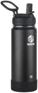 Takeya Actives Water Bottle with Straw Lid - Durable & Easy-Care Water Bottle with Stainless Steel Insulation - BPA-Free Lid with Carry Handle & Straw - Dishwasher-Safe - 18 oz, Onyx