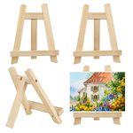 4 PCS Mini Easel Stand, Small Easel Stand for Display, Table Easel, Wooden Picture Stand, Desktop Painting Artworks Exhibition, Mini Wooden Easels for Painting Drawing Card Craft Photos (15 x 20 cm)